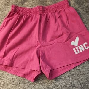 Soffe Bright Pink Women's Athletic Shorts with White UNC Heart